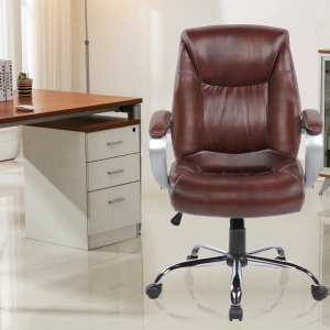 Faux Leather Office Chairs (9127M-BR)